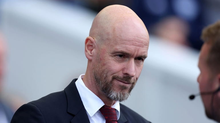 Manchester United manager Erik ten Hag smiles, ahead of the...