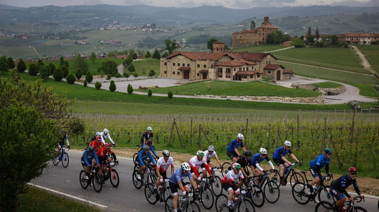 Cyclists compete at the third stage of the Giro d'Italia...