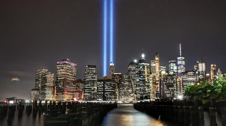 The Tribute in Light is tested before the upcoming 9/11...