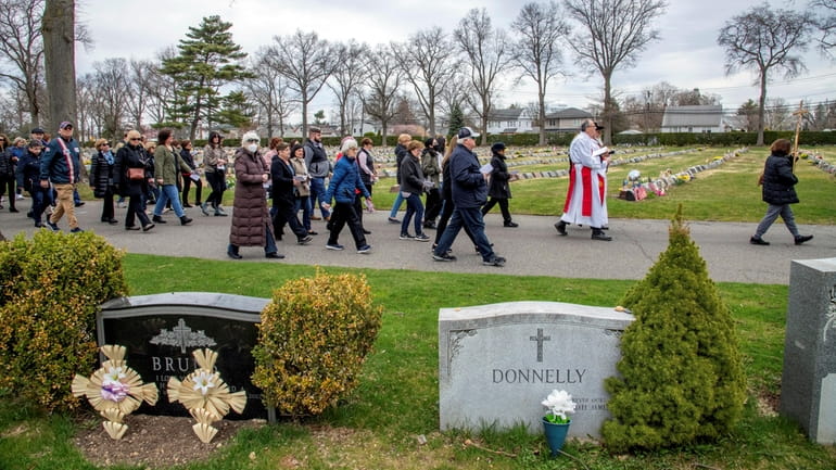 The Stations of the Cross procession at the Cemetery of...
