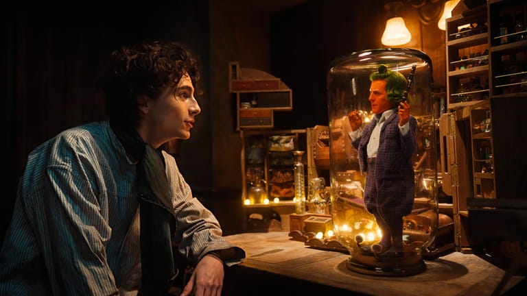 This image released by Warner Bros. Pictures shows Timothee Chalamet,...