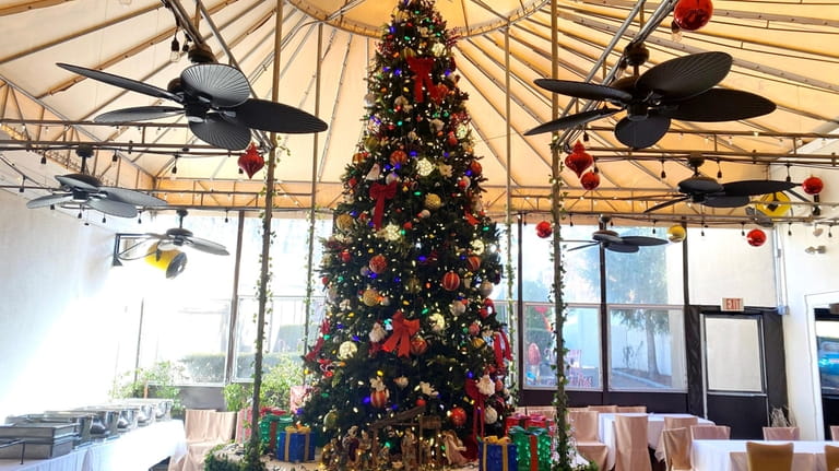 This 20-foot Christmas tree is annually raised within the enclosed...