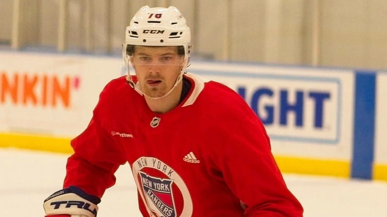 The Rangers' Brennan Othmann during rookie camp at the team's training...