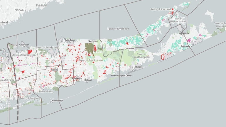 The Long Island Zoning Atlas. Red areas indicate where multifamily...