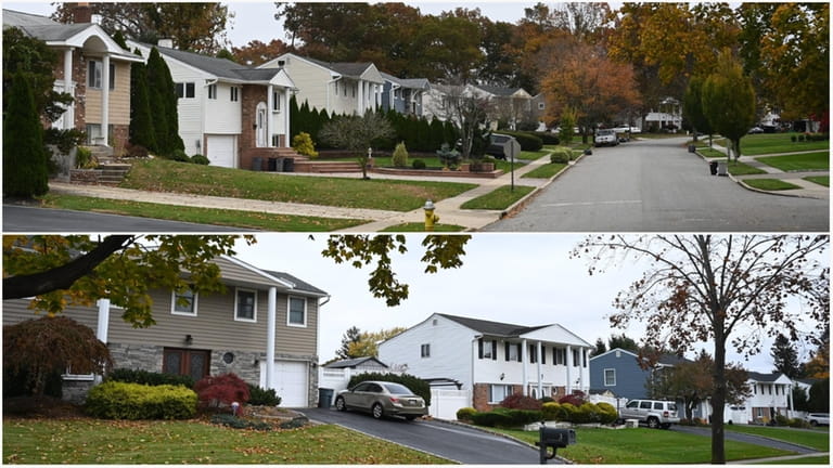 Homes along Chatham Road, top, and Suttonwood Drive in Commack.