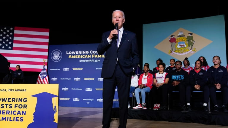 President Joe Biden delivers remarks on student loan debt relief...
