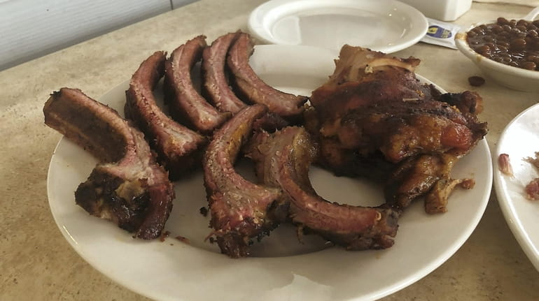Barbecued ribs and chicken at Laura's BBQ, a new eatery...
