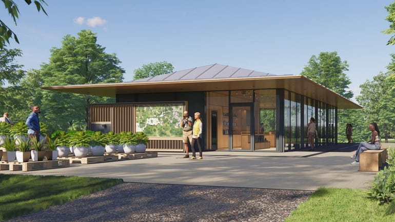 Artist's rendering of a new Visitor Center at Bayard Cutting Arboretum...