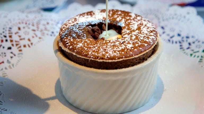 Chocolate soufflé is among the specialties at Stresa in Manhasset,...
