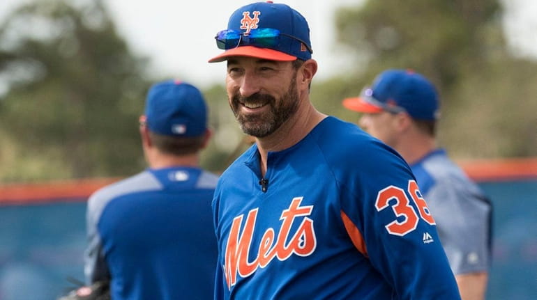 Mets manager Mickey Callaway looks on during a spring training...