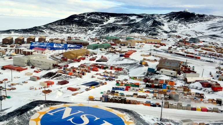 McMurdo Station is photographed from the air on Oct. 27,...