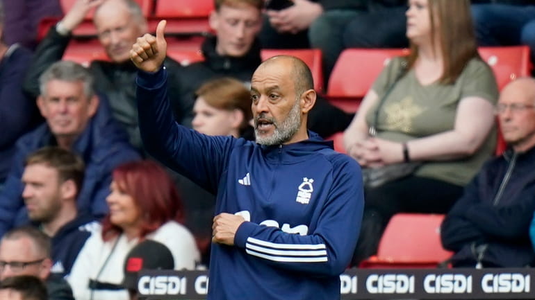 Nottingham Forest manager Nuno Espirito Santo gestures, during the English...