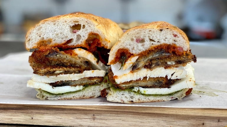 The bestselling "cugine" sandwich at Mercato Cucina in Huntington Station...