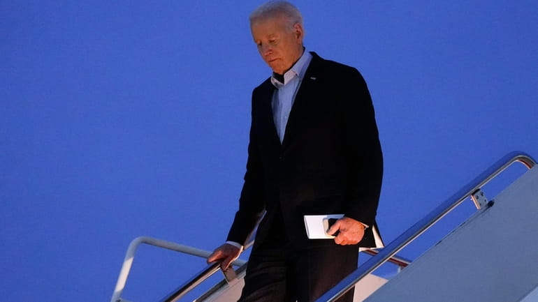 President Joe Biden arrives on Air Force One at Andrews...