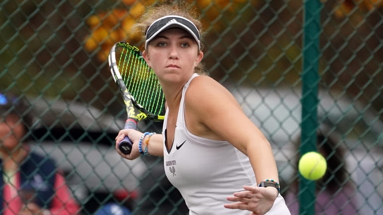 Nina Wiese of Garden City plays in the state girls tennis...