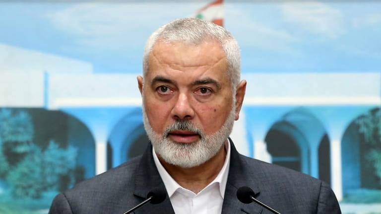 In this photo released by Lebanese government, Ismail Haniyeh, the...