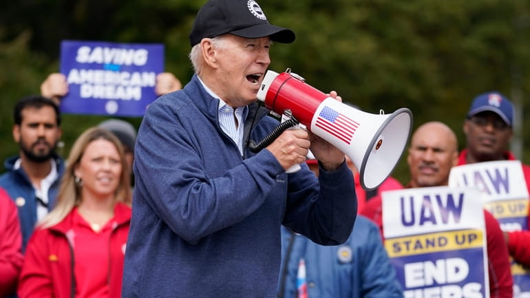 President Joe Biden joins striking United Auto Workers on the...