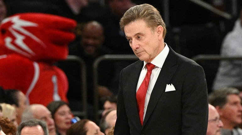 St. John's coach Rick Pitino looks on late in the second...