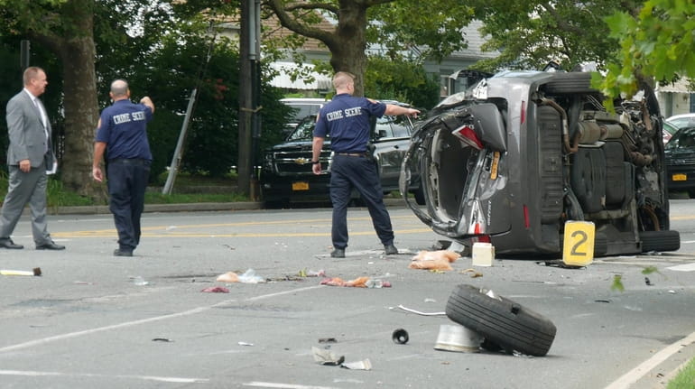 Nassau County police investigate an accident at Mill and Brookfield...
