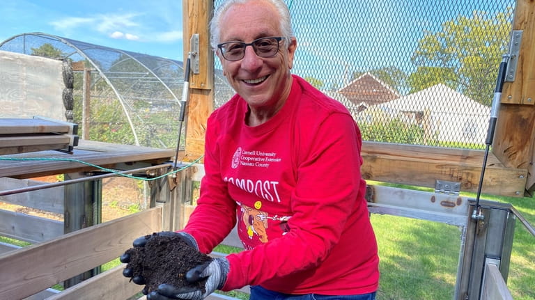 David Rolnick with a batch of compost at East Meadow...