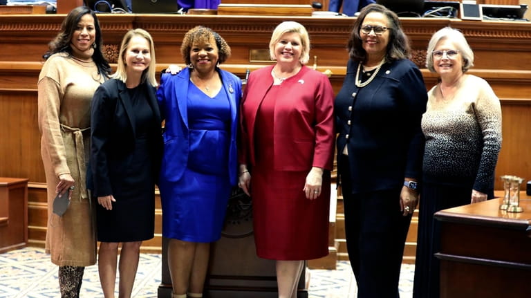 The six women in the South Carolina Senate pose after...