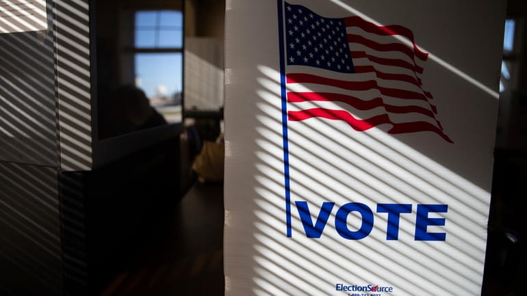 A polling place, Wellspring Lutheran Church in Papillion, Neb., on...