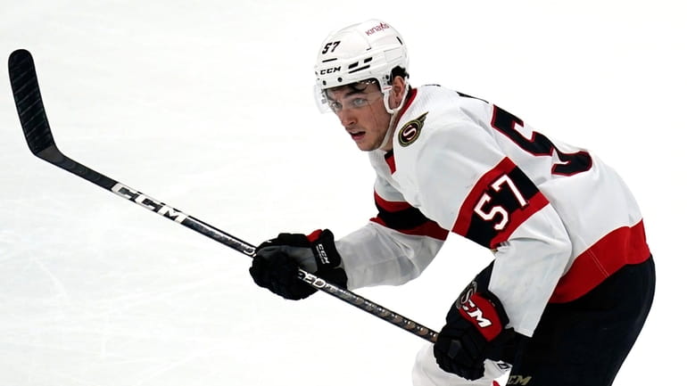Ottawa Senators center Shane Pinto (57) plays during an NHL...