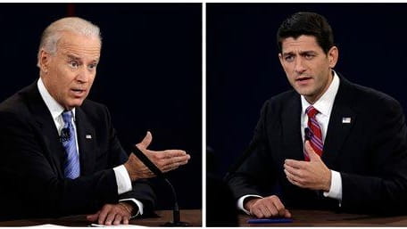 In a combo photo, Vice President Joe Biden, left, and...