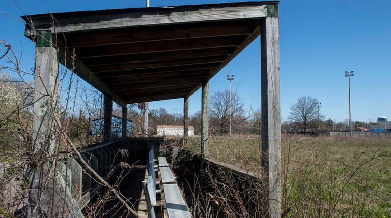 Remains of a dugout at the now-closed baseball field at...