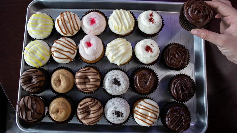 A selection of cupcakes at Layers Bakeshop in Westbury.