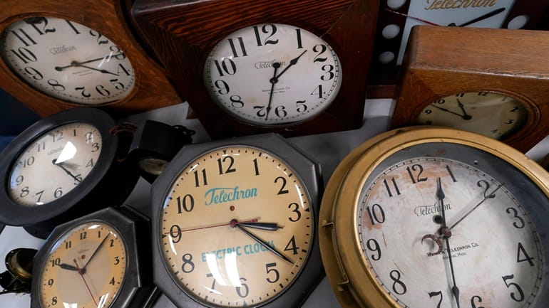 A selection of vintage clocks are displayed at Electric Time...