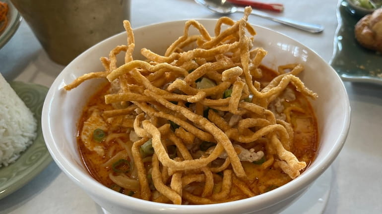 Classic khao soi noodle curry at Amazing Thai in Copiague.