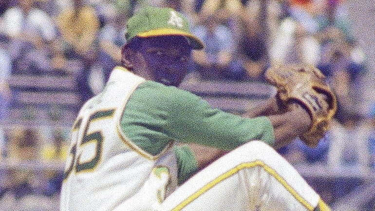 Athletics baseball player Blue Vida in action in 1971.
