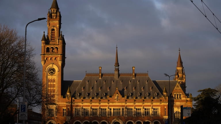 A view of the Peace Palace, housing the United Nations'...