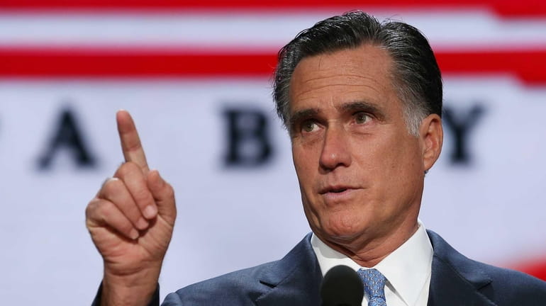 Mitt Romney during a soundcheck on the final day of...