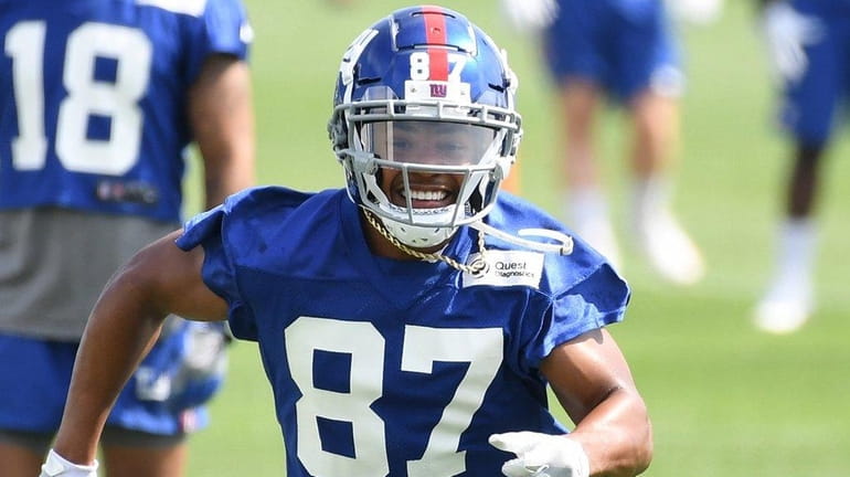 Giants wide receiver Sterling Shepard runs a route during OTAs...
