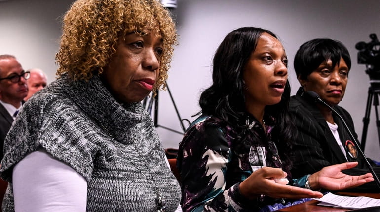 From left, Gwen Carr, mother of Eric Garner, Constance Malcolm,...