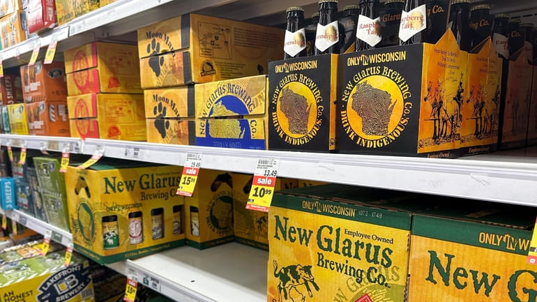 Some Wisconsin beers are on display at a local food...