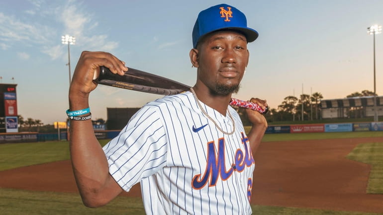 Mets infielder Ronny Mauricio poses for a portrait during photo...