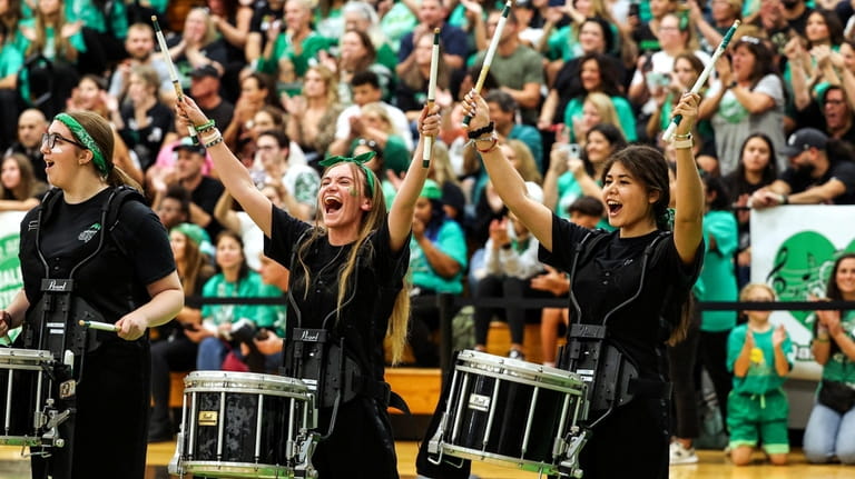 A scene from the pep rally Friday at the high...