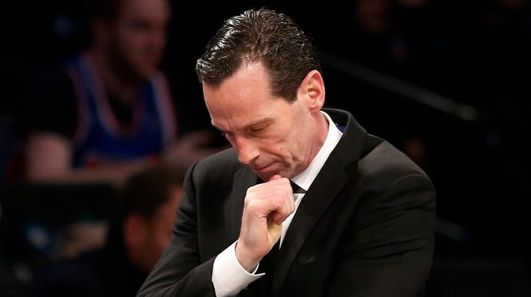Nets head coach Kenny Atkinson during the first half against...
