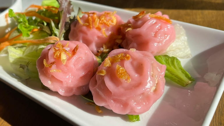 Chaw muang rice flour dumplings stuffed with ground chicken and...