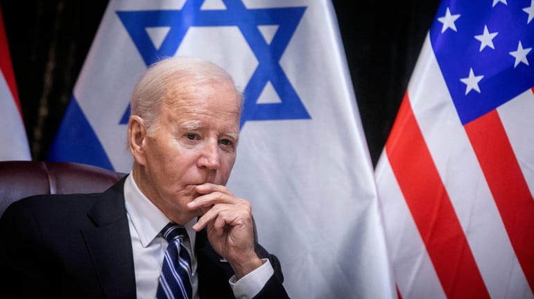 President Joe Biden joins Israel's Prime Minister Benjamin Netanyahu for...