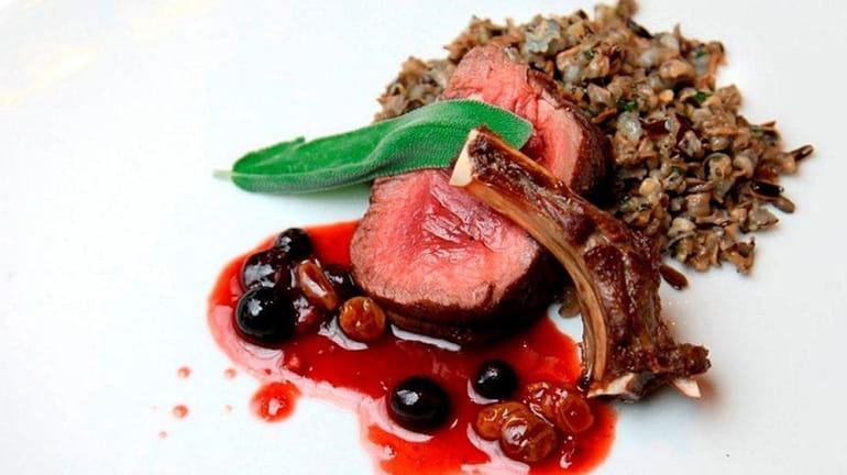 Rack of venison in a Sangiovese reduction with blueberries, golden...