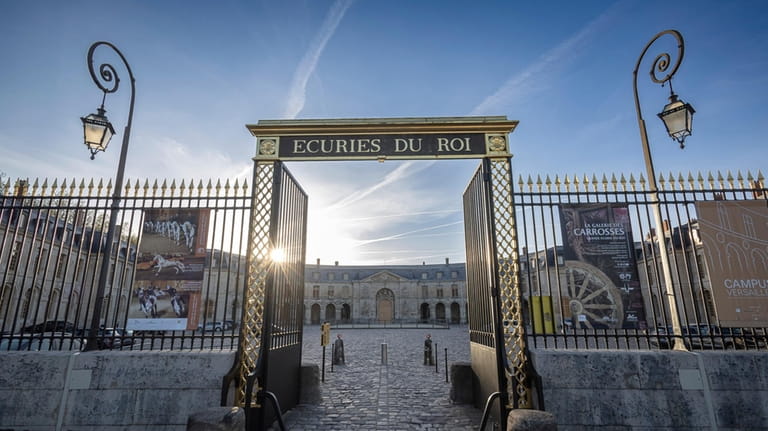 The entrance to the royal stables, in Versailles, Thursday, April...