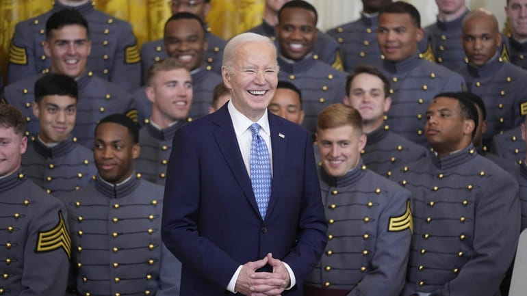 President Joe Biden speaks during an event to present the...
