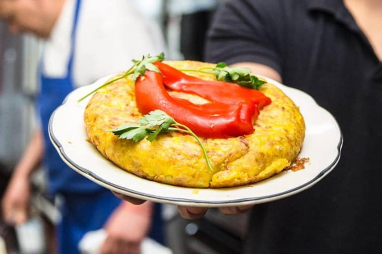 Tortilla Espanola is one of the traditional Spanish dishes at...