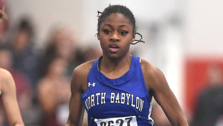 Samara Lawrence of North Babylon competes in the 55 meter...