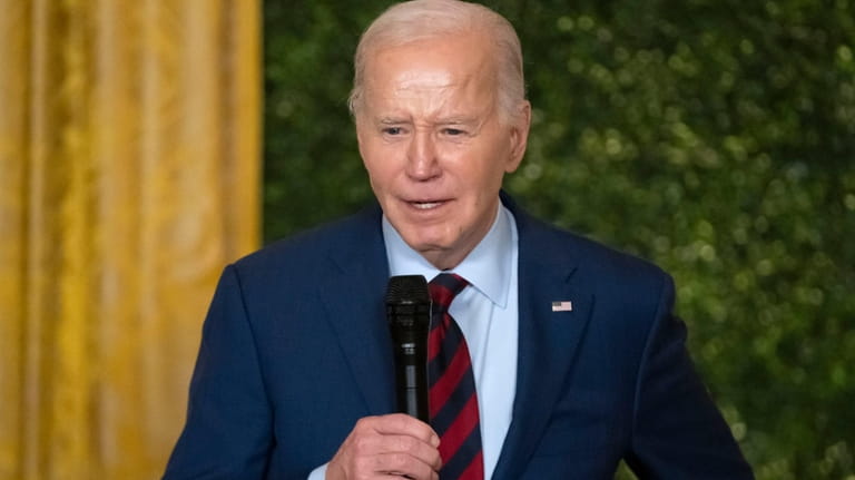 President Joe Biden speaks during a State Dinner at the...