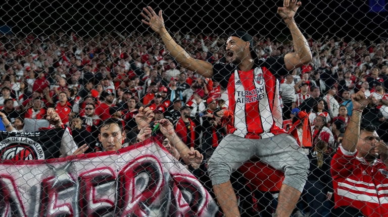 Argentina's River Plate fans wait for the start of a...